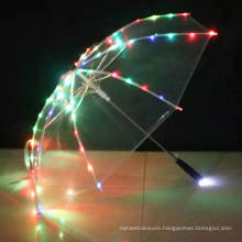 New Arrival Promotion Advertise Fashion Fluorescent Logo LED Transparent Umbrella